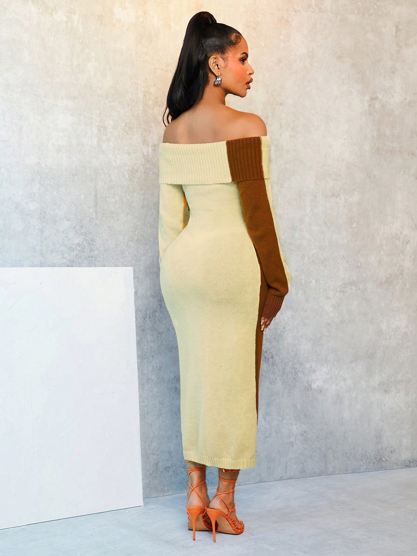Yellow Brown Long Sleeve Bodycon Dress Body By J'ne Yellow Brown Long Sleeve Bodycon Dress Body By J'ne