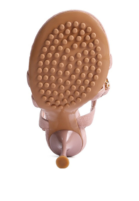 DOMEDA Metal Chain Mid Heel Sandal - Body By J'ne