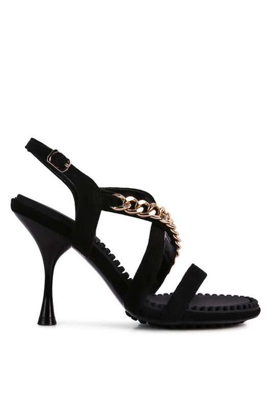 DOMEDA Metal Chain Mid Heel Sandal - Body By J'ne