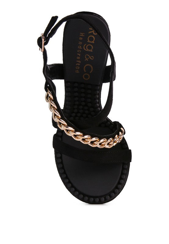 DOMEDA Metal Chain Mid Heel Sandal - Body By J'ne