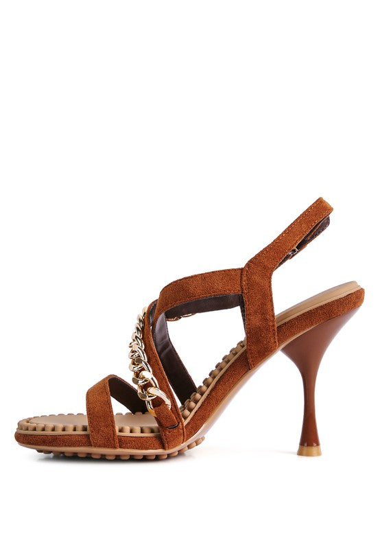 DOMEDA Metal Chain Mid Heel Sandal - Body By J'ne