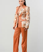 TRANSITION PRINT BLAZER AND PANT SUIT