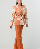 TRANSITION PRINT BLAZER AND PANT SUIT