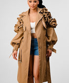 ATHINA FALL TRANSTION FLORAL SLEEVE TRENCH COAT