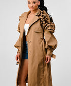 ATHINA FALL TRANSTION FLORAL SLEEVE TRENCH COAT