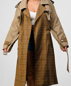 PLAID AND KHAKI CONTRAST TRENCH COAT