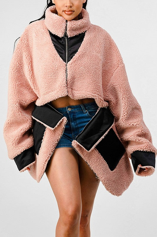 OVERSIZED SHERPA WITH CONTRAST JACKET - Body By J'ne