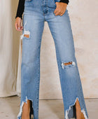 High Rise Distressed Wide Jeans