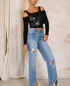 High Rise Distressed Wide Jeans