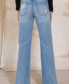 High Rise Distressed Wide Jeans