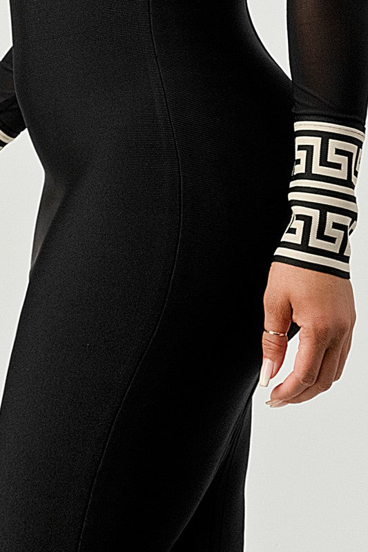 MESH CONTRAST PRINT BANDAGE - Body By J'ne