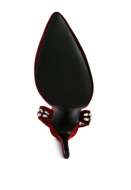 Velvet Diamante Tie Up High Heeled Sandals - Body By J'ne