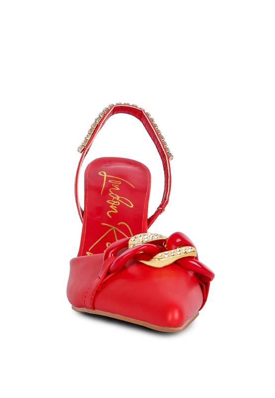 Pull Me Diamante Metal Chain Sandals - Body By J'ne