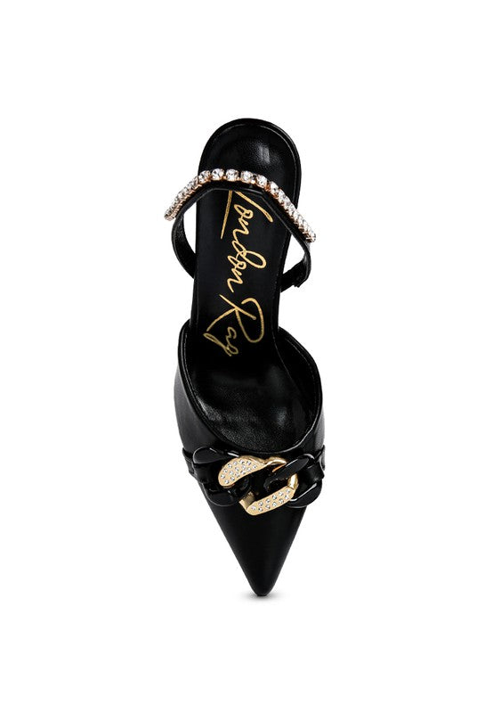 Pull Me Diamante Metal Chain Sandals - Body By J'ne