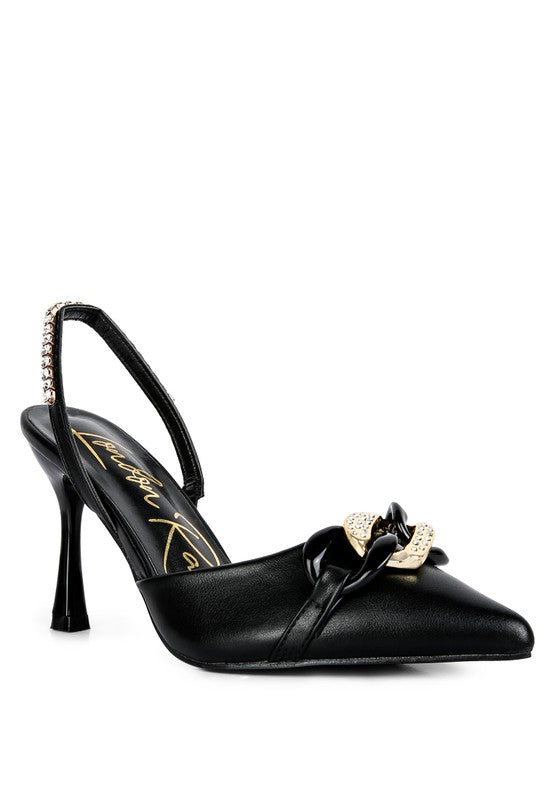 Pull Me Diamante Metal Chain Sandals - Body By J'ne