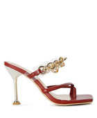 Social Bee Link Chain Embellished Heel Sandals