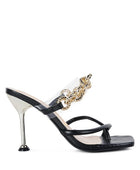 Social Bee Link Chain Embellished Heel Sandals