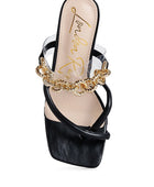 Social Bee Link Chain Embellished Heel Sandals