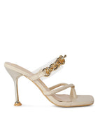 Social Bee Link Chain Embellished Heel Sandals