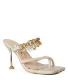 Social Bee Link Chain Embellished Heel Sandals