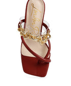 Social Bee Link Chain Embellished Heel Sandals