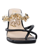 Social Bee Link Chain Embellished Heel Sandals