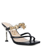 Social Bee Link Chain Embellished Heel Sandals