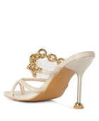 Social Bee Link Chain Embellished Heel Sandals