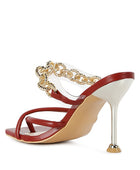 Social Bee Link Chain Embellished Heel Sandals