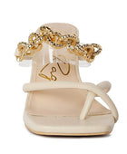 Social Bee Link Chain Embellished Heel Sandals