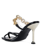 Social Bee Link Chain Embellished Heel Sandals