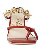 Social Bee Link Chain Embellished Heel Sandals