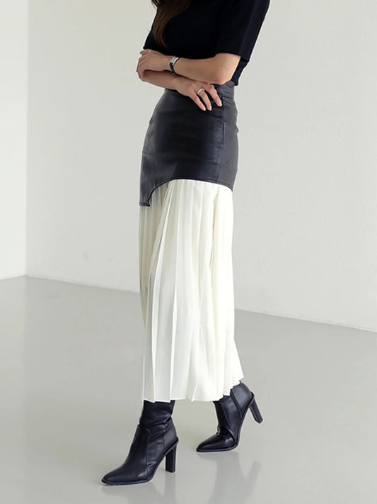 Pleated Contrast High Rise Skirt - Body By J'ne