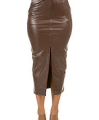 THE MOMENT PU LEATHER LONG MAXI SKIRT