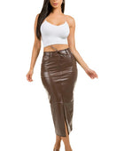 THE MOMENT PU LEATHER LONG MAXI SKIRT