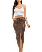 THE MOMENT PU LEATHER LONG MAXI SKIRT