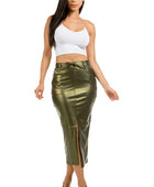 THE MOMENT PU LEATHER LONG MAXI SKIRT