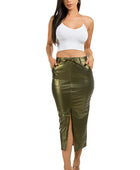 THE MOMENT PU LEATHER LONG MAXI SKIRT