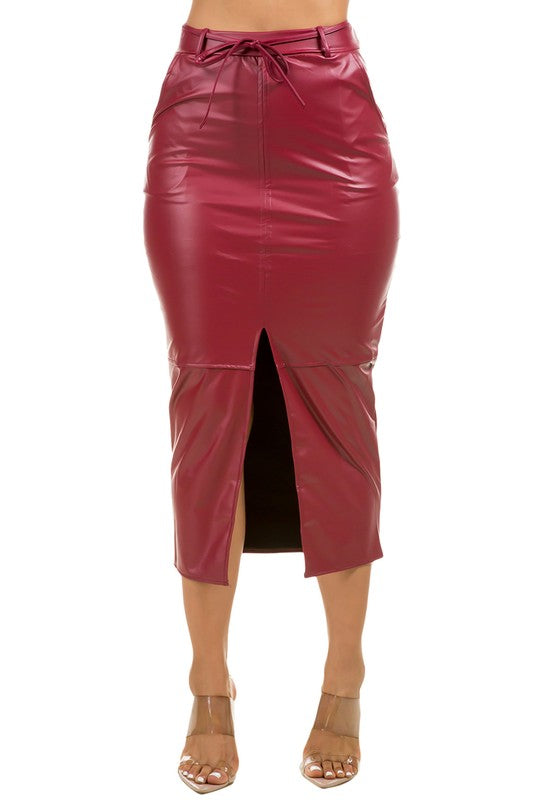 THE MOMENT PU LEATHER LONG MAXI SKIRT