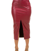 THE MOMENT PU LEATHER LONG MAXI SKIRT