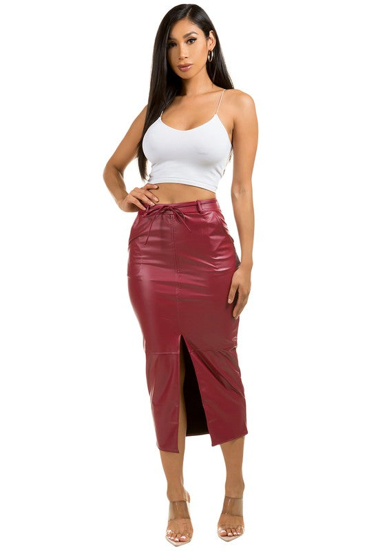 THE MOMENT PU LEATHER LONG MAXI SKIRT