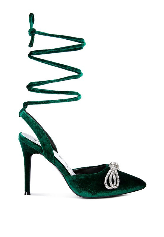 Big Treat Rhinestone Embellished Lace Up Sandals - Body By J'ne