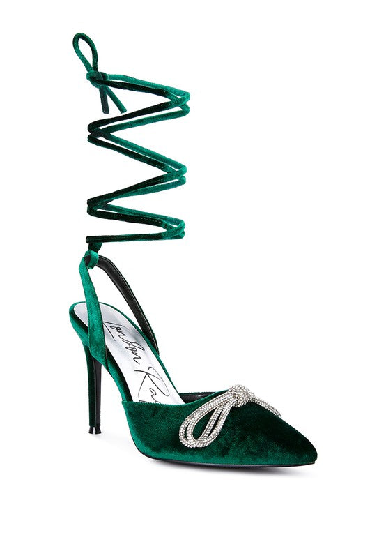 Big Treat Rhinestone Embellished Lace Up Sandals - Body By J'ne