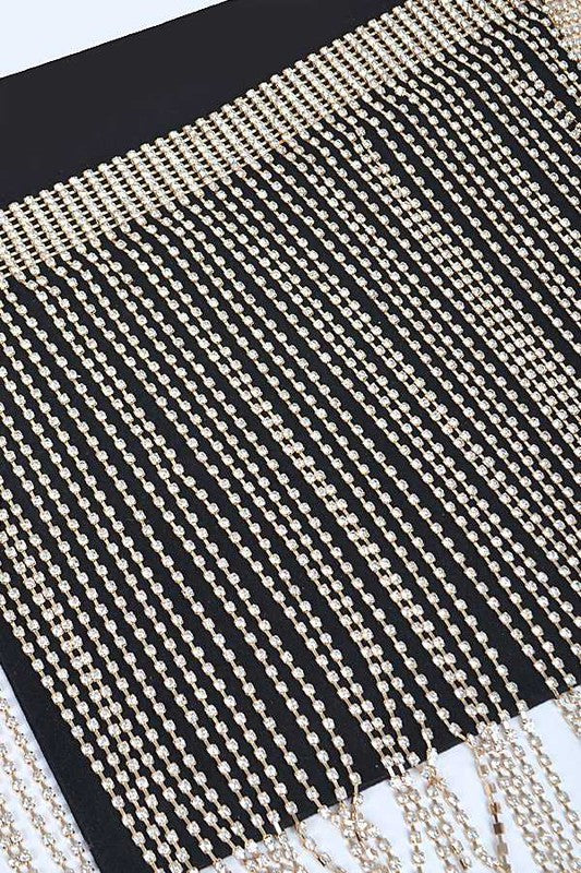 Fringe Rhinestone Buckle Chain Belt - Body By J'ne