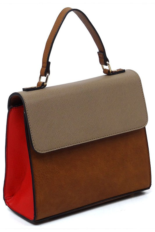 Colorblock Top Handle Satchel - Body By J'ne