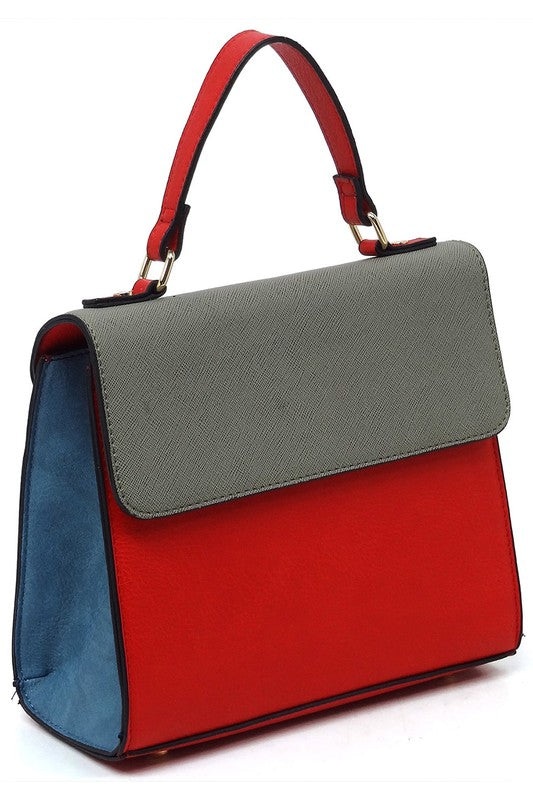 Colorblock Top Handle Satchel - Body By J'ne