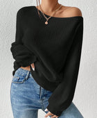 Honey Single Shoulder Long Sleeve Sweater