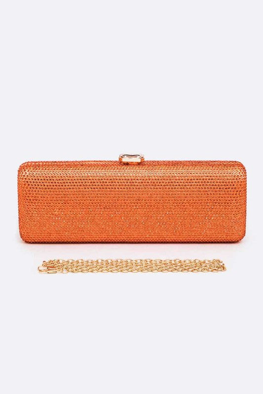 Cartera de mano fina con cristales pavé