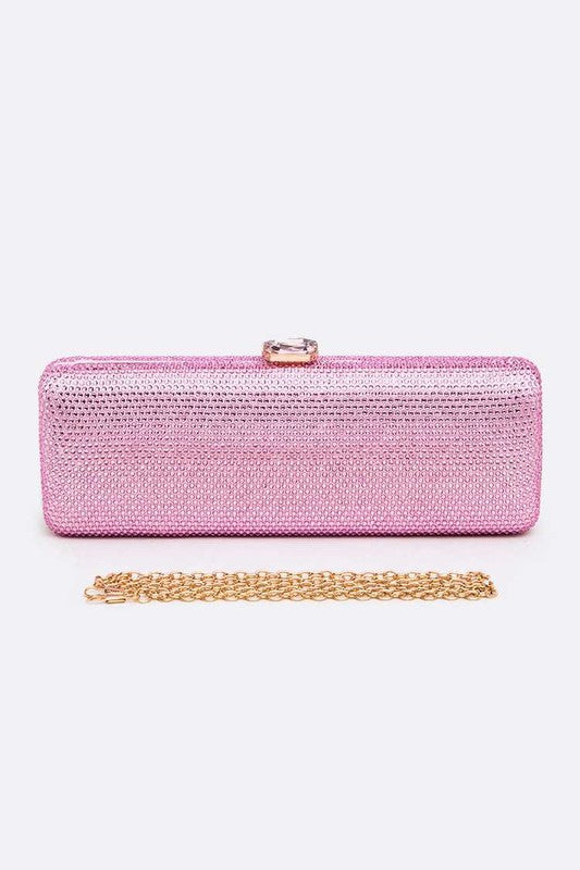 Cartera de mano fina con cristales pavé