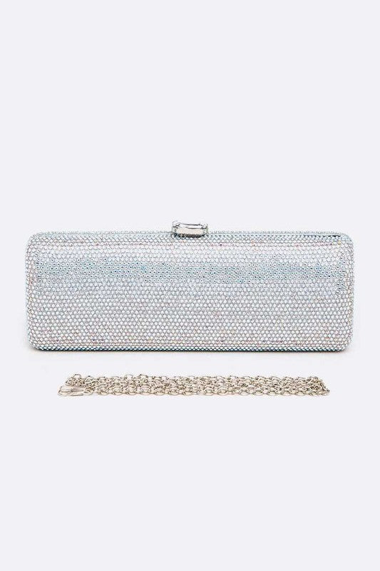 Cartera de mano fina con cristales pavé